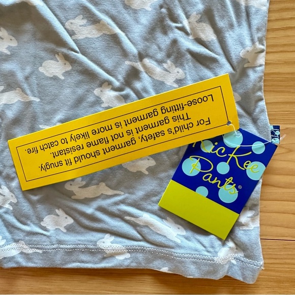 KicKee Pants Soft Bamboo Pearl Blue bunny 2pc Pajamas Easter Child 6 NWT - Picture 7 of 8